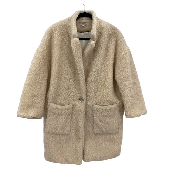 Emerson Fry Teddy Bear Coat In Ivory Size Large Oversized Fit - Picture 7 of 14